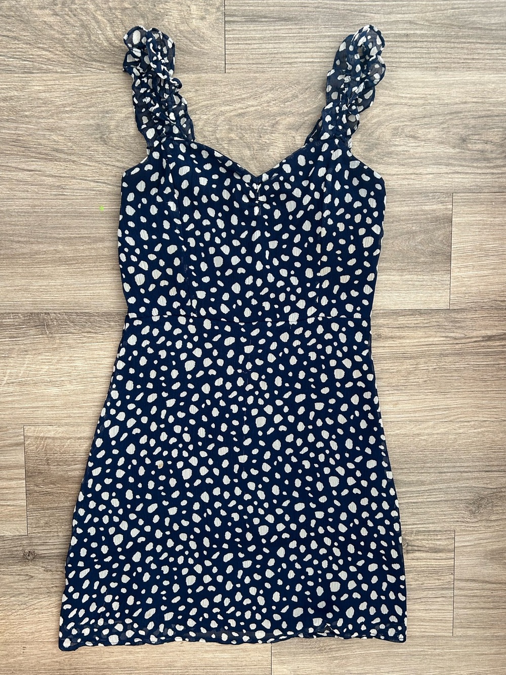 All in Favor Navy and White Spotted Mini Dress